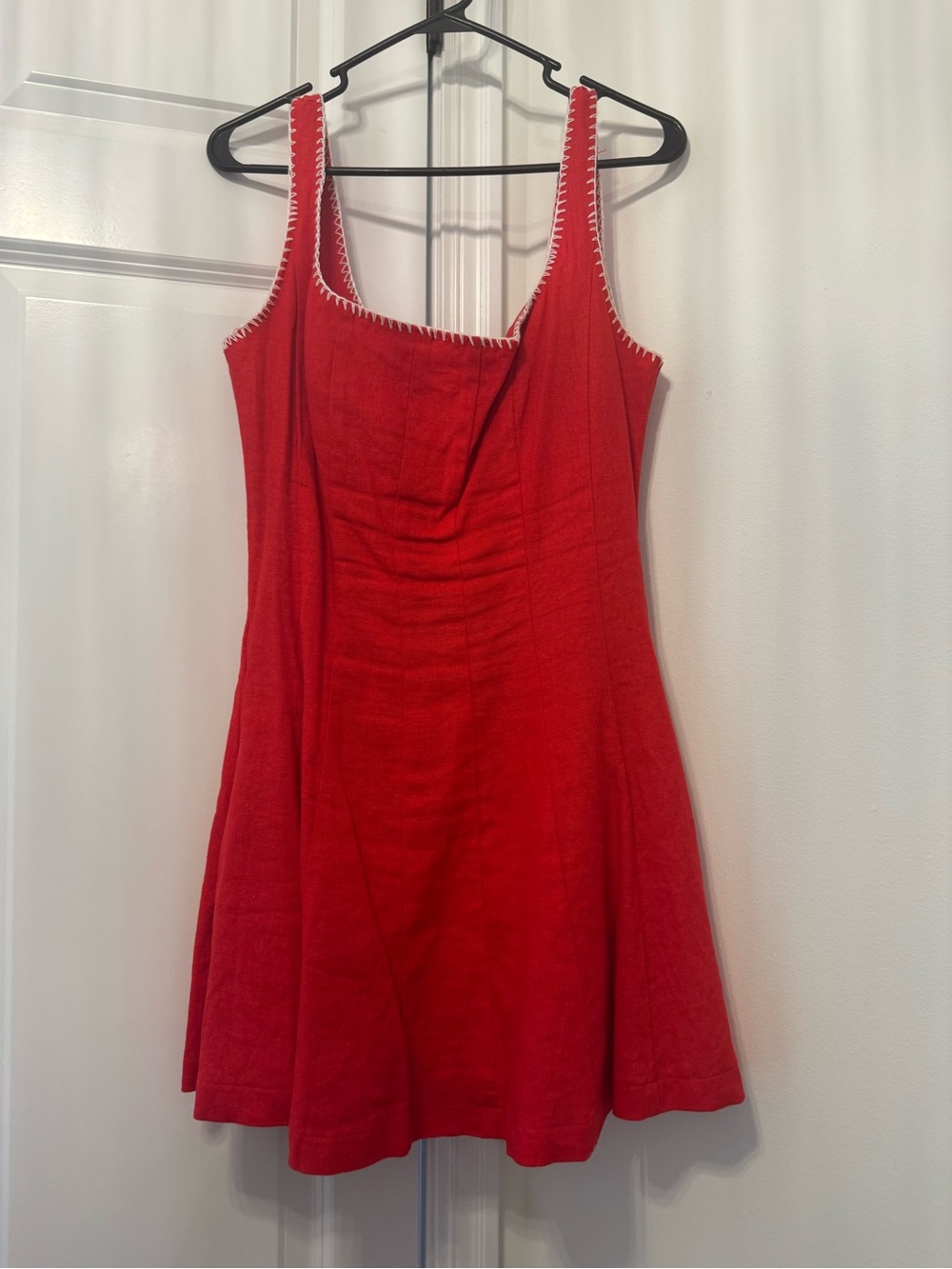 Avec Les Filles Red Sundress with white Contrast Stitching
